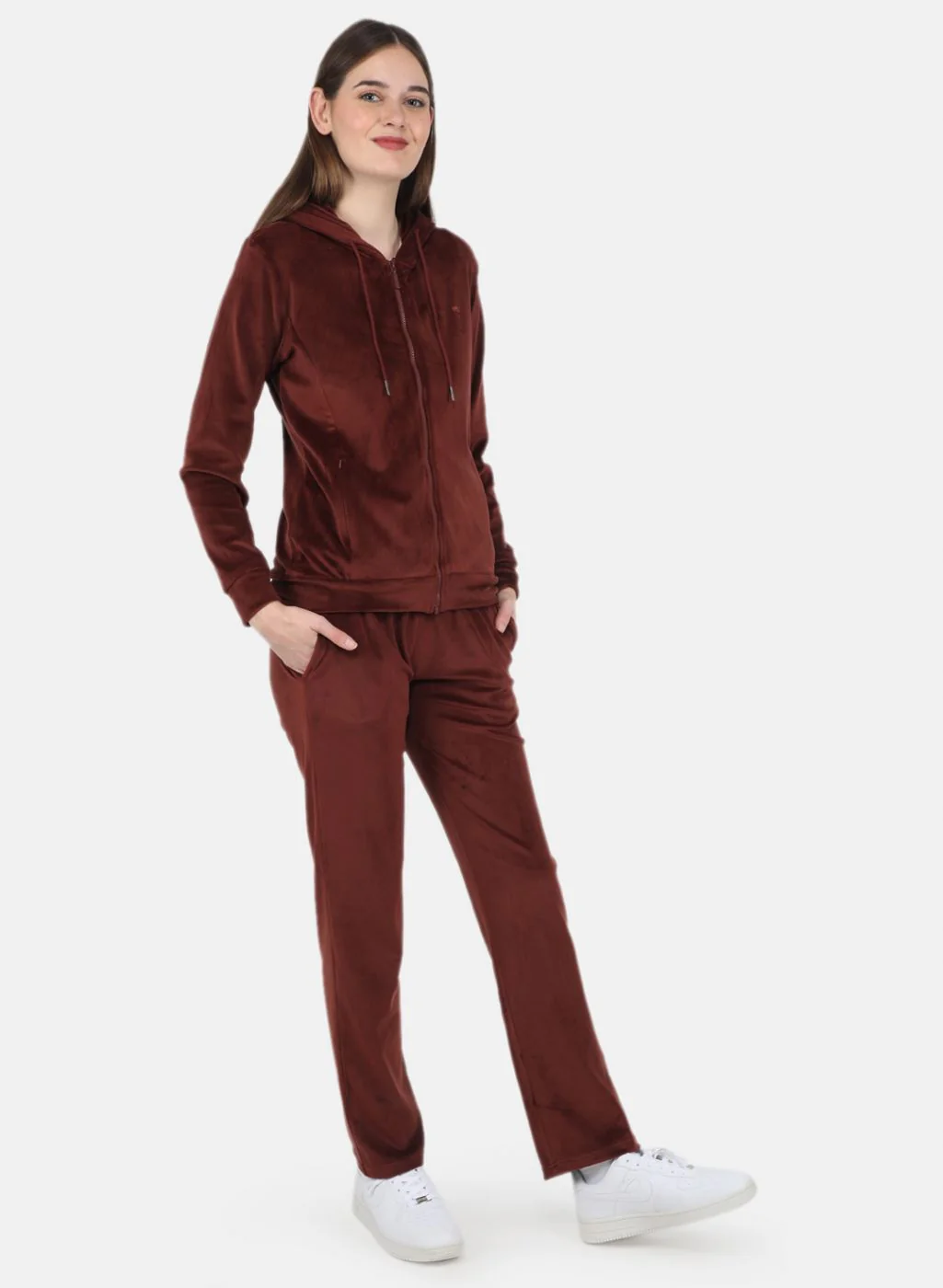 Women Brown Solid Tracksuit - Image 7