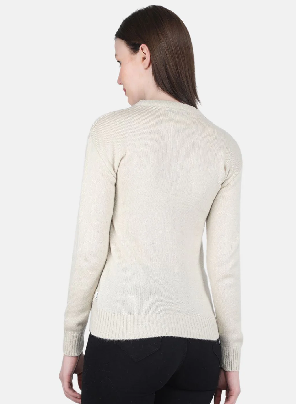 Women Cream Self Design Top - Image 3