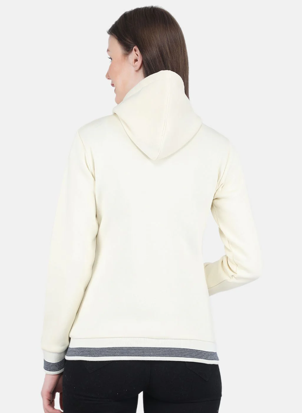 Women Cream Solid Sweatshirt - Image 3