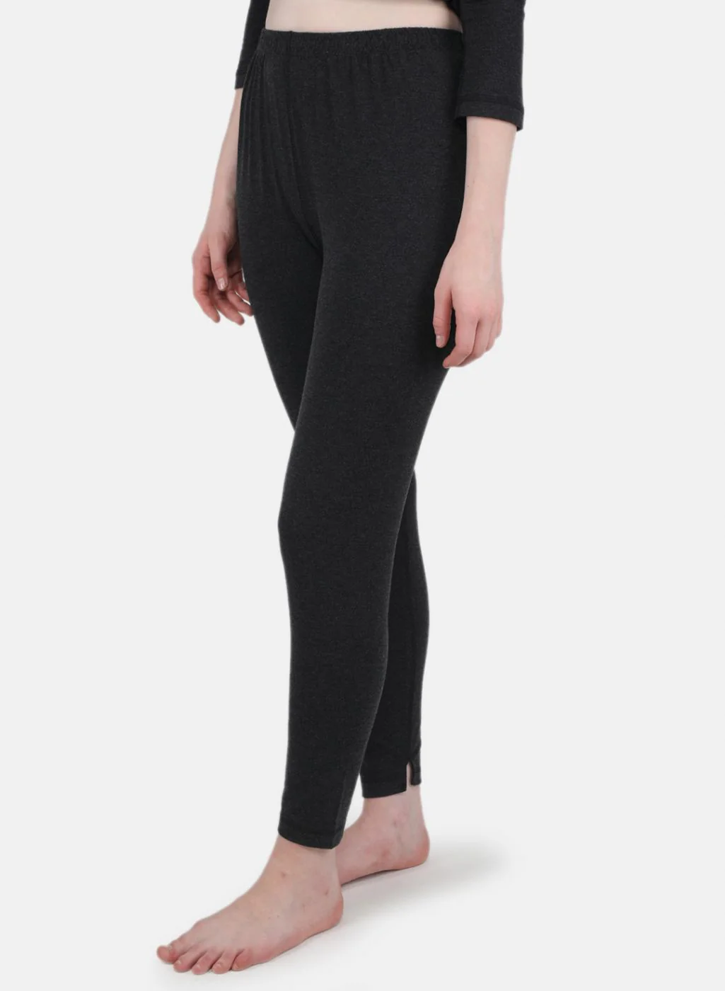 Women Dark Grey Solid Thermal Lower - Image 2
