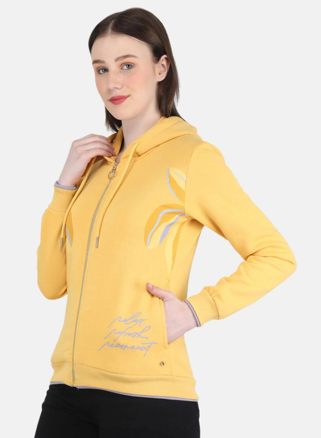 Women Gold Printed Sweatshirt - Image 2