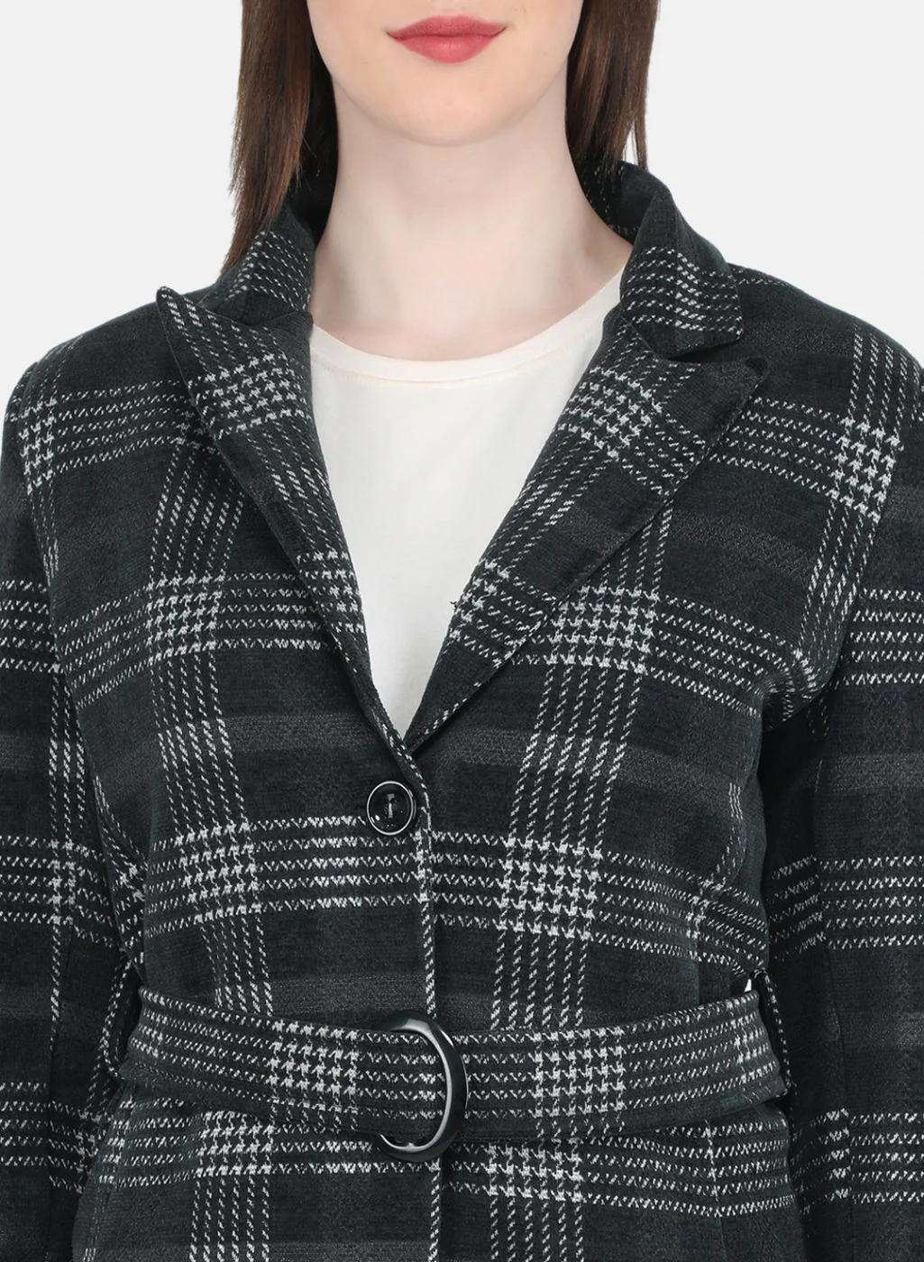 Women Green Check Coat - Image 5