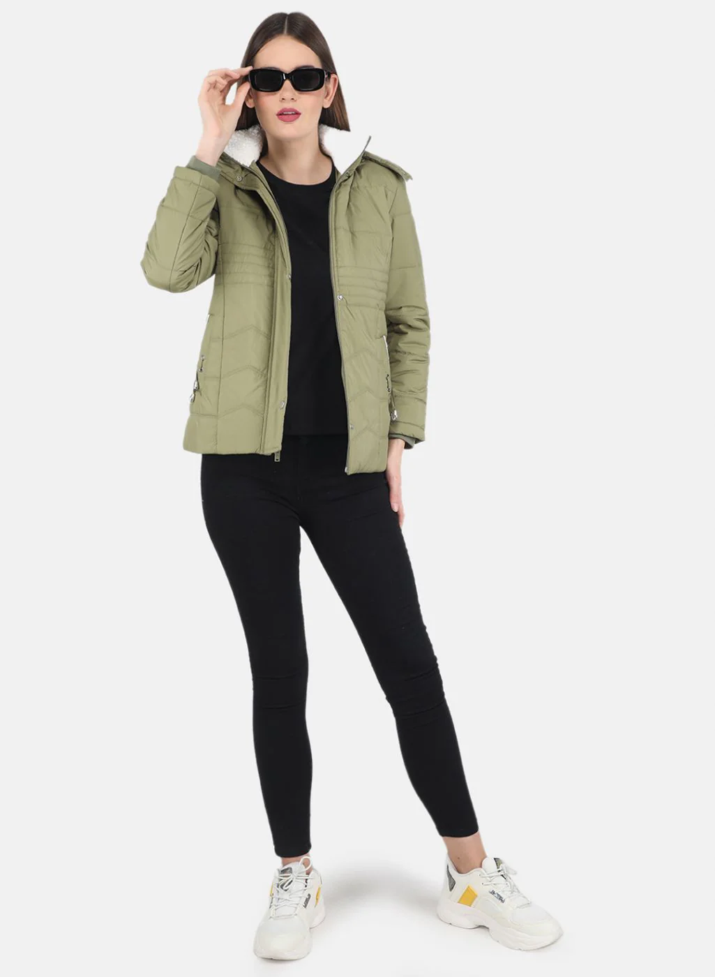 Women Green Parka Jacket - Image 4