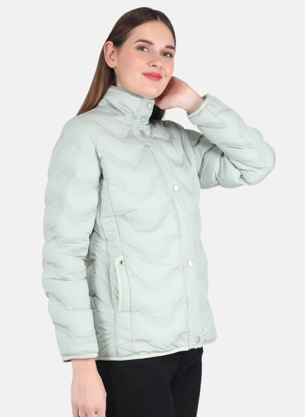 Women Green Embroidered Jacket - Image 6