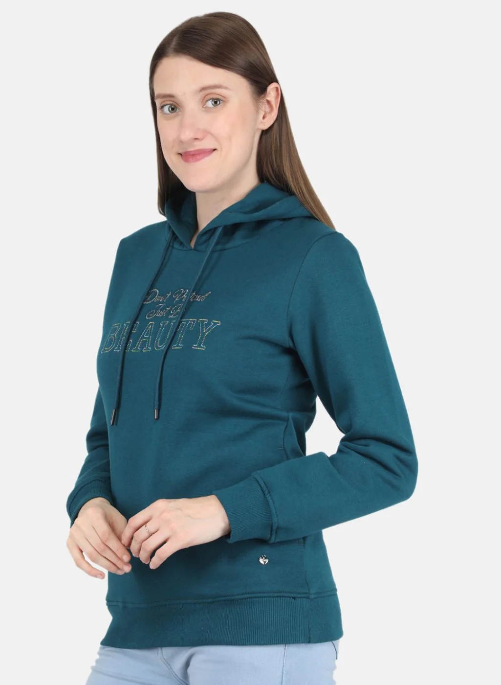 Women Green Embroidered Sweatshirt - Image 2