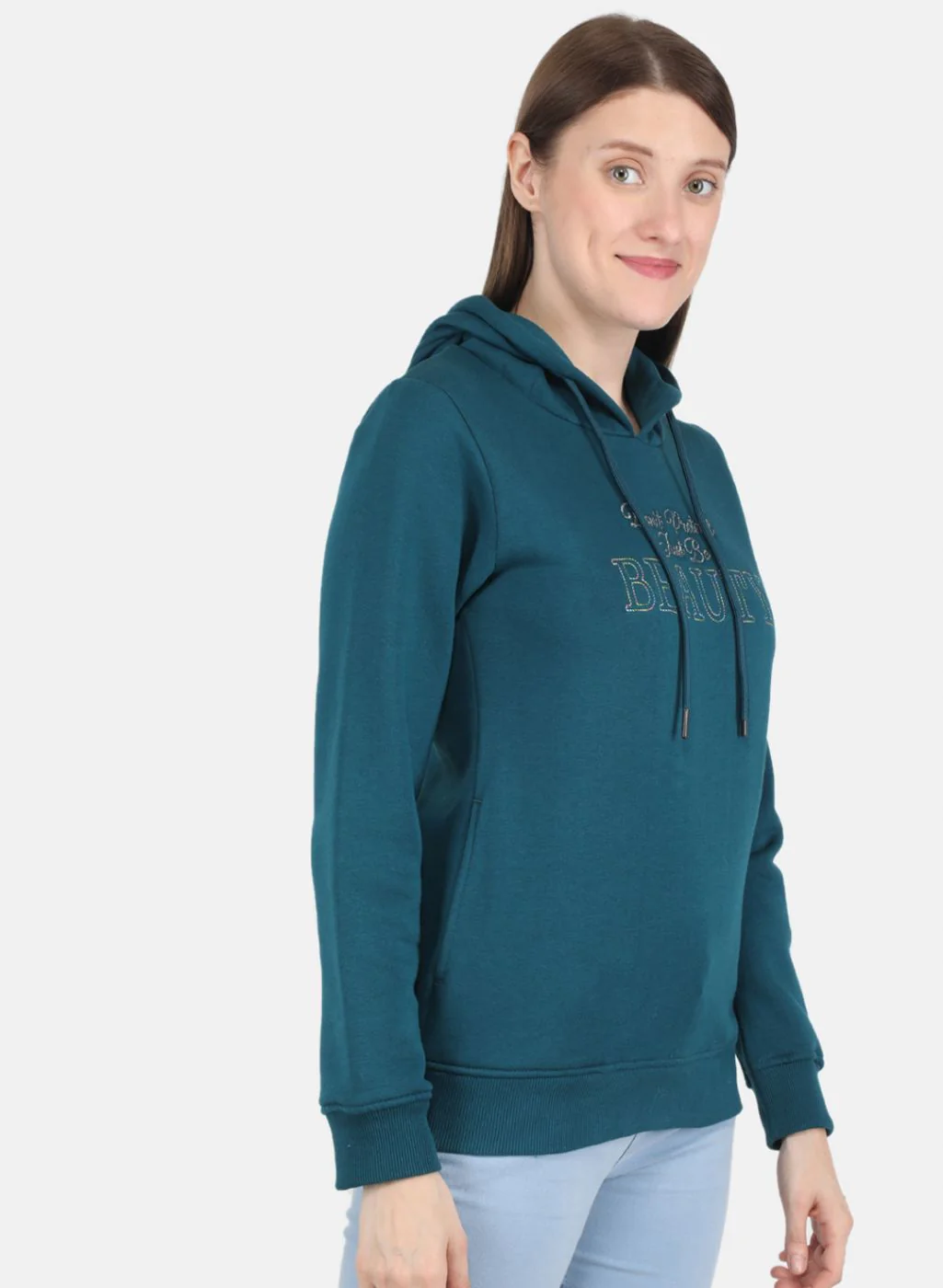 Women Green Embroidered Sweatshirt - Image 6