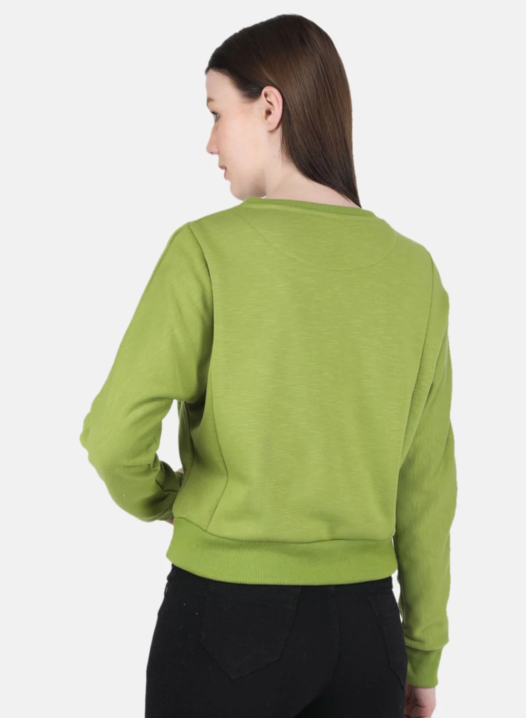 Women Green Embroidered Sweatshirt - Image 3