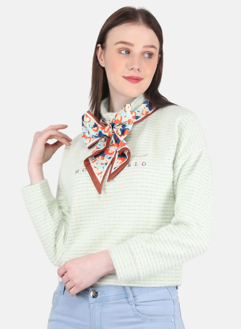 Women Green Embroidered Sweatshirt - Image 2