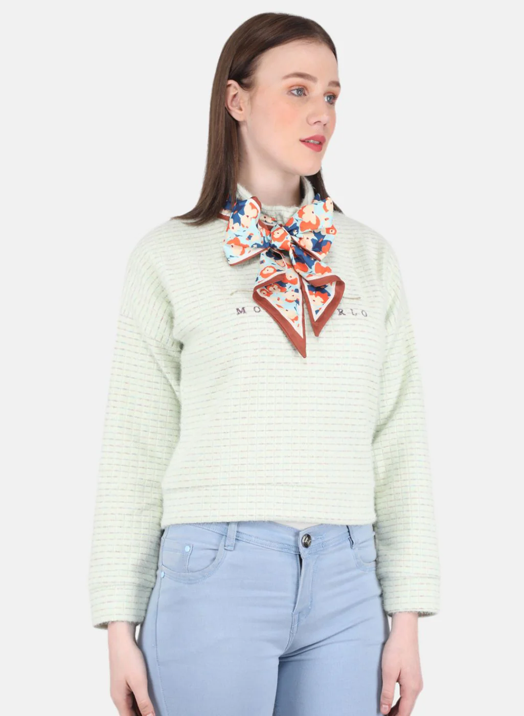 Women Green Embroidered Sweatshirt - Image 6