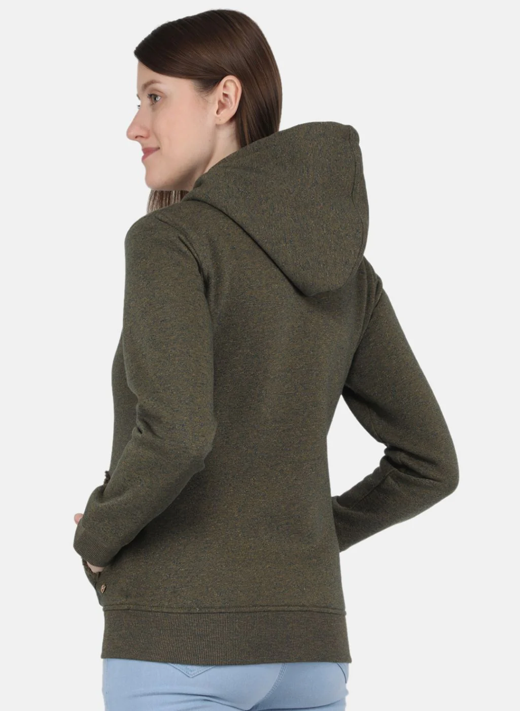 Women Green Jaquard Sweatshirt - Image 3
