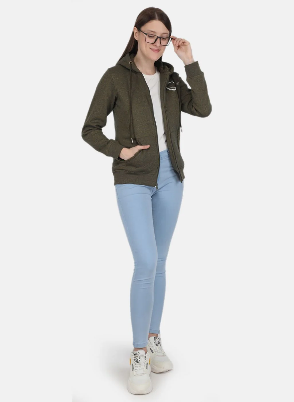 Women Green Jaquard Sweatshirt - Image 4