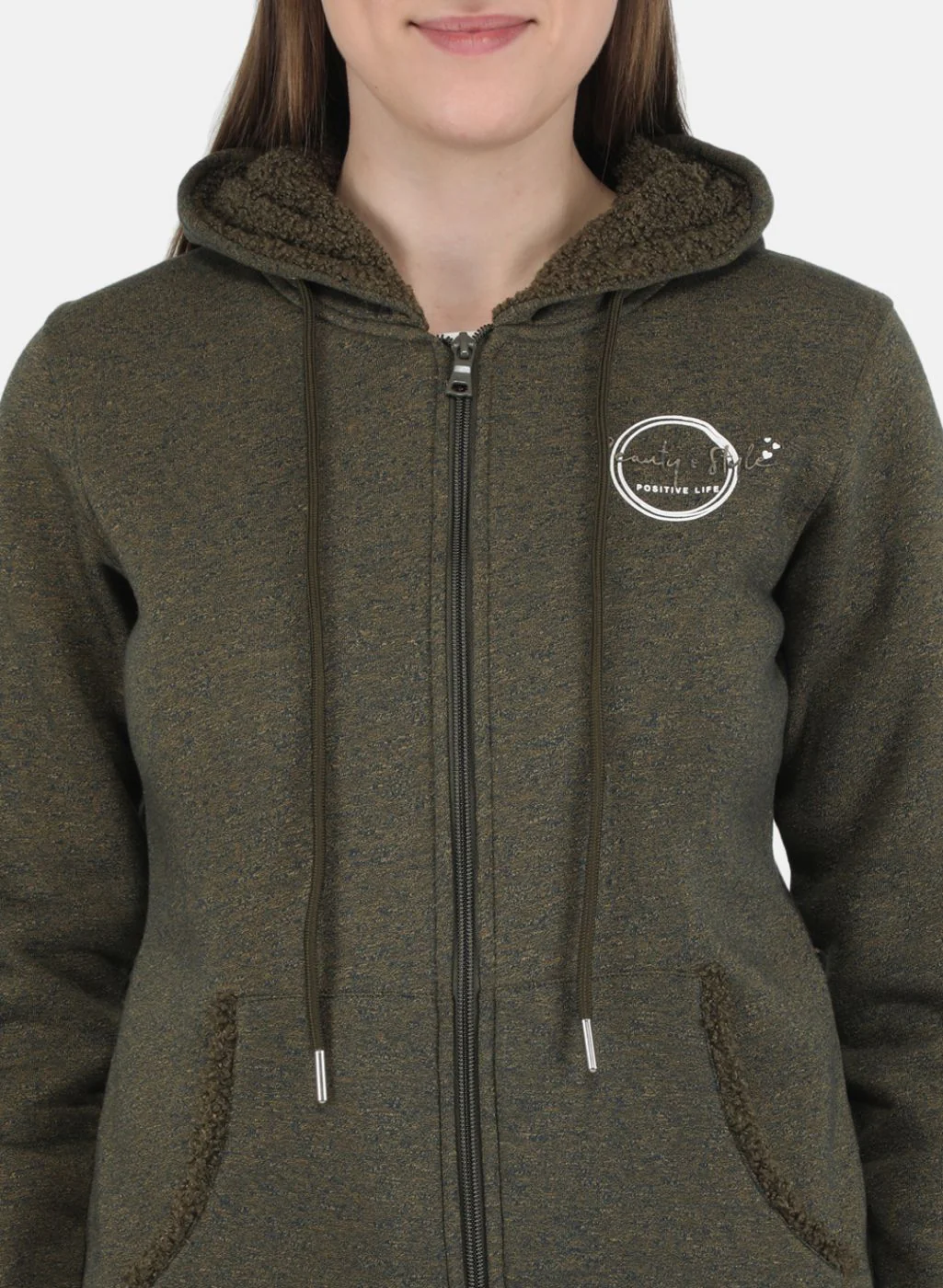 Women Green Jaquard Sweatshirt - Image 5