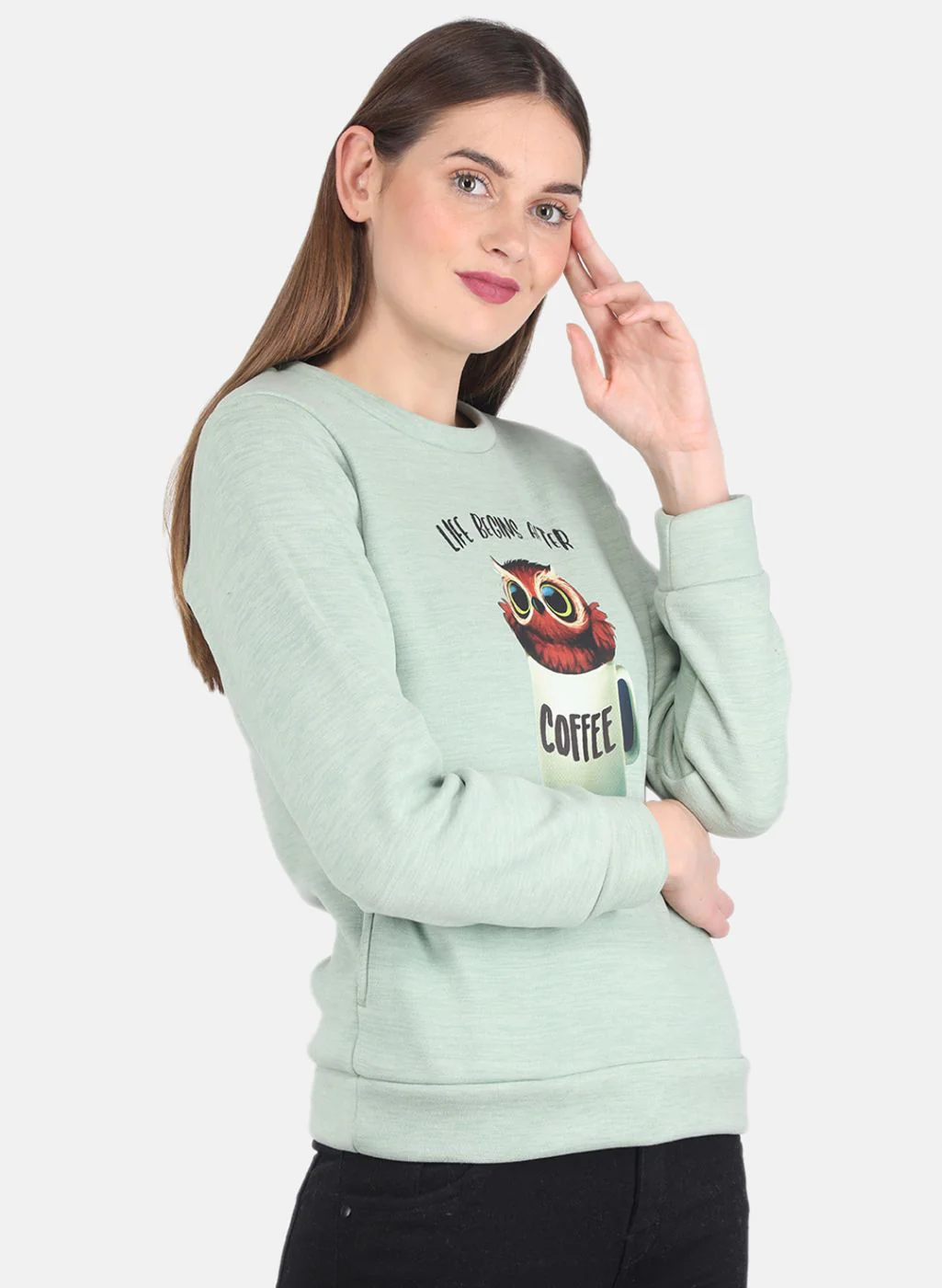 Women Green Printed Sweatshirt - Image 6
