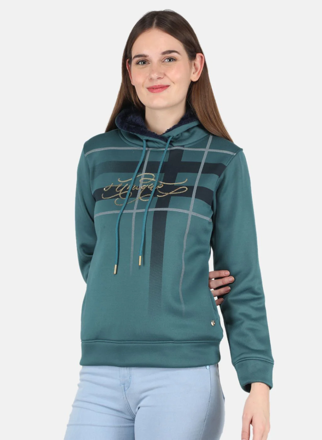 Women Green Printed Sweatshirt - Image 2