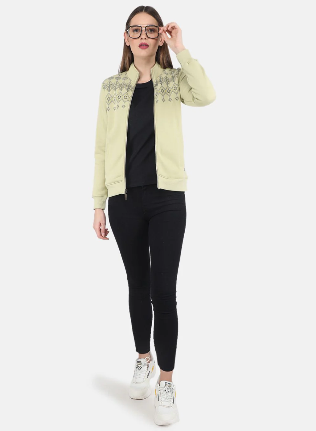 Women Green Printed Sweatshirt - Image 4