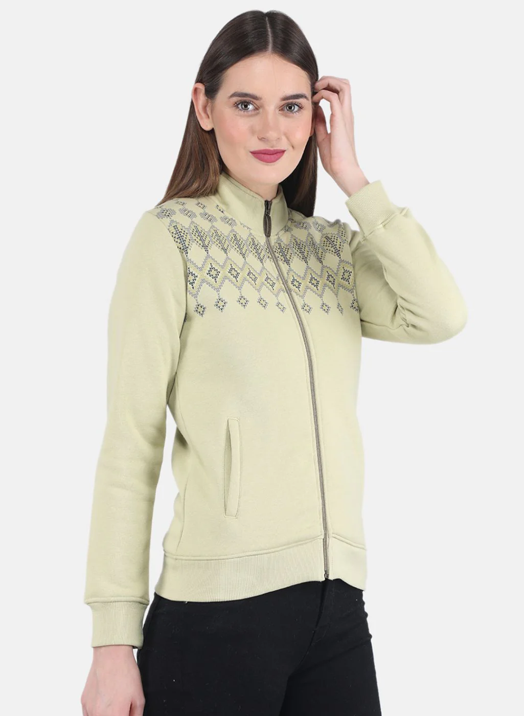 Women Green Printed Sweatshirt - Image 6