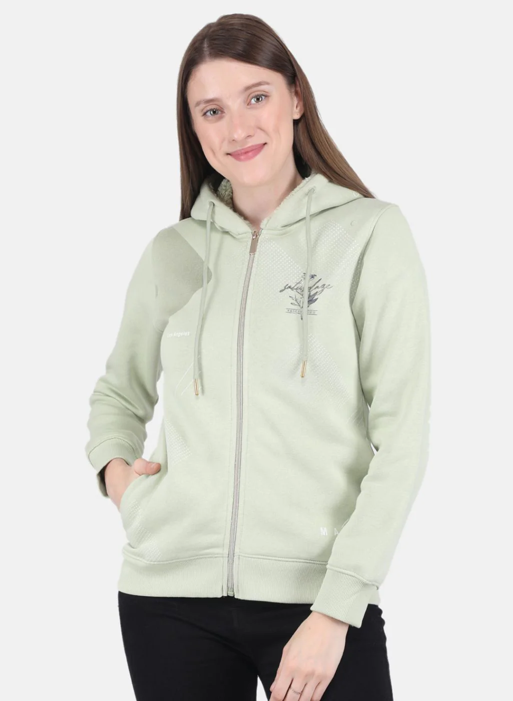 Women Green Printed Sweatshirt