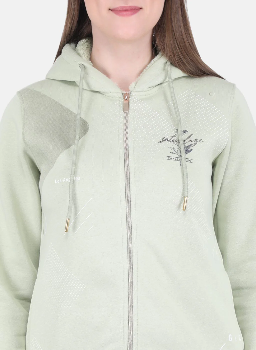 Women Green Printed Sweatshirt - Image 5