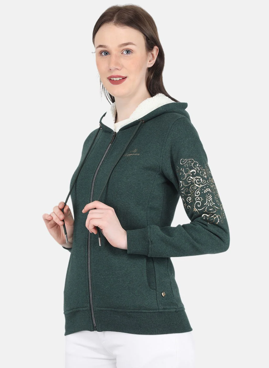 Women Green Printed Sweatshirt - Image 2