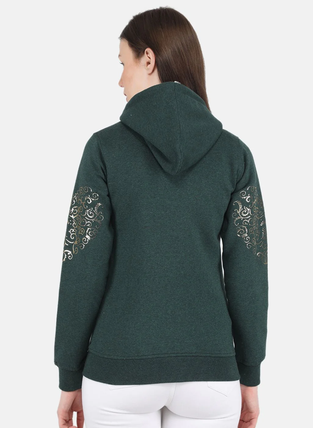 Women Green Printed Sweatshirt - Image 3