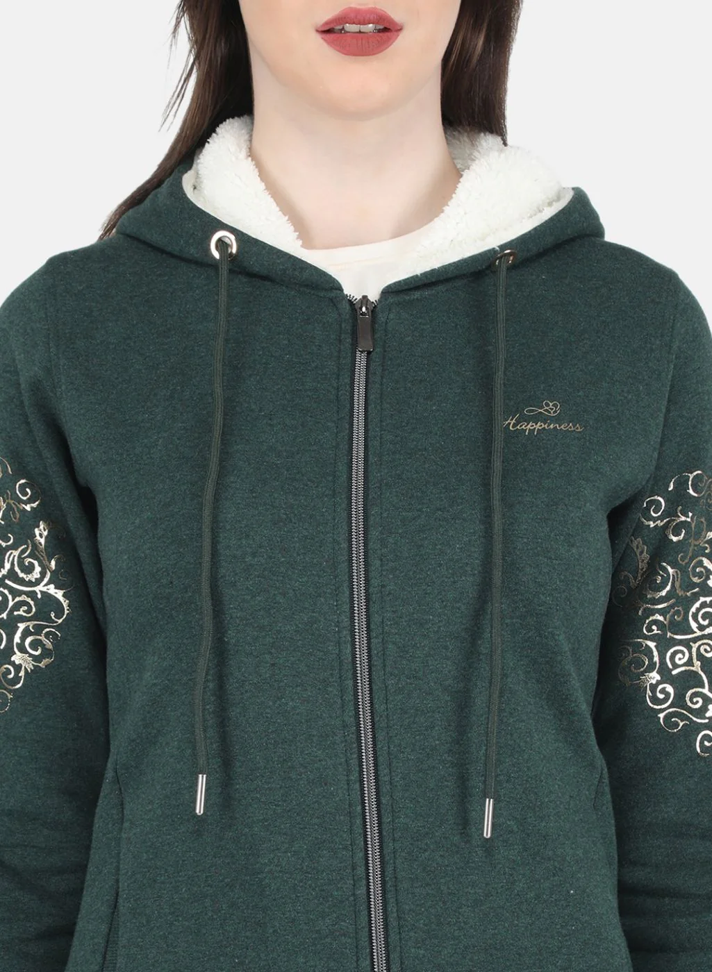 Women Green Printed Sweatshirt - Image 5