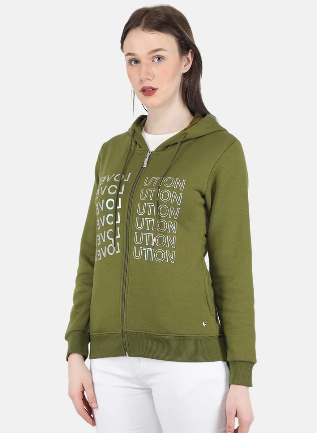 Women Green Printed Sweatshirt - Image 2
