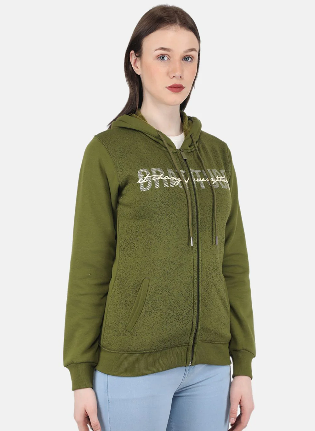 Women Green Printed Sweatshirt - Image 6