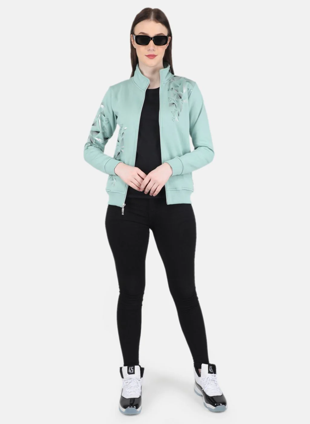 Women Green Printed Sweatshirt - Image 4