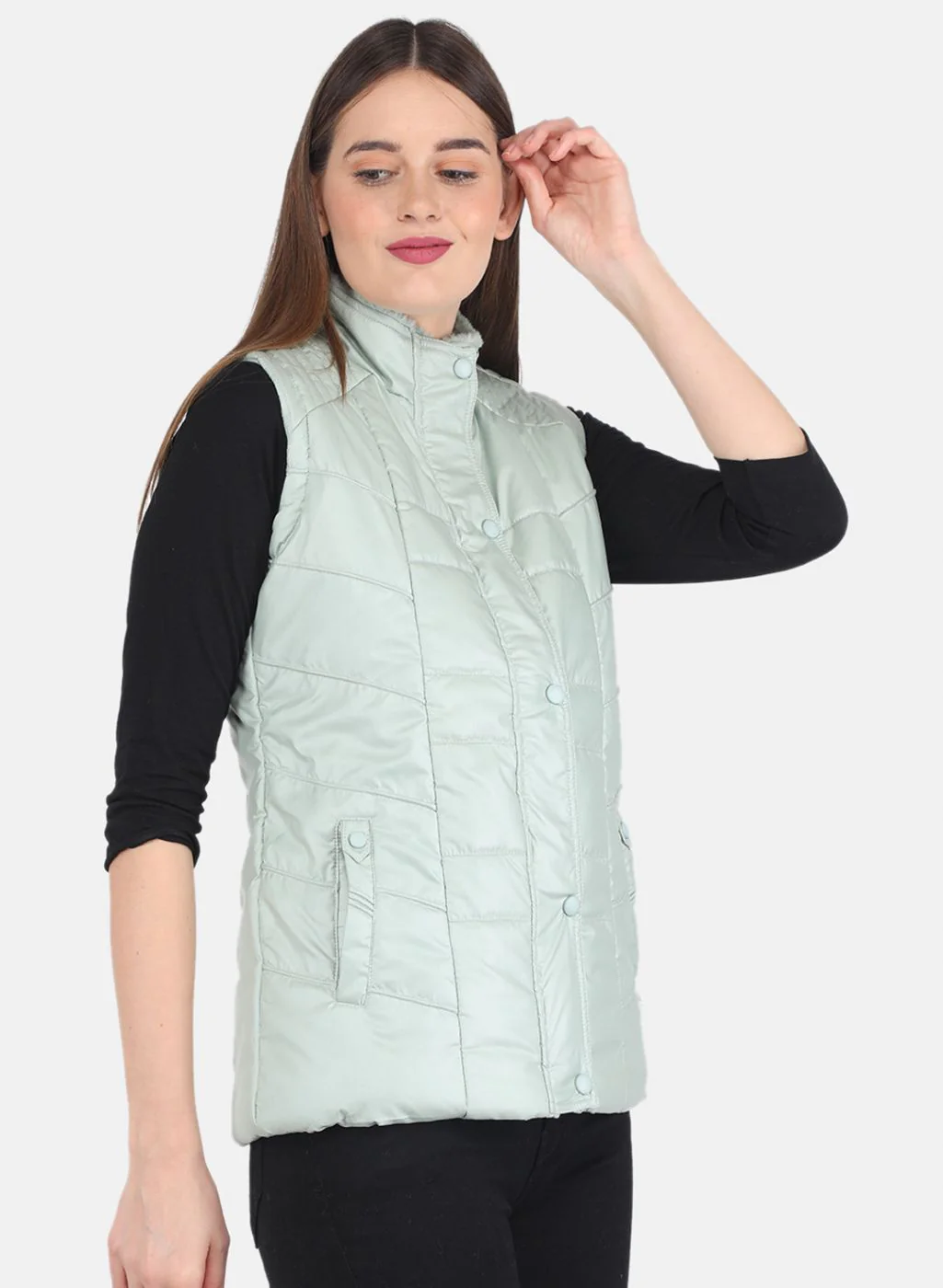 Women Green Solid Jacket - Image 4