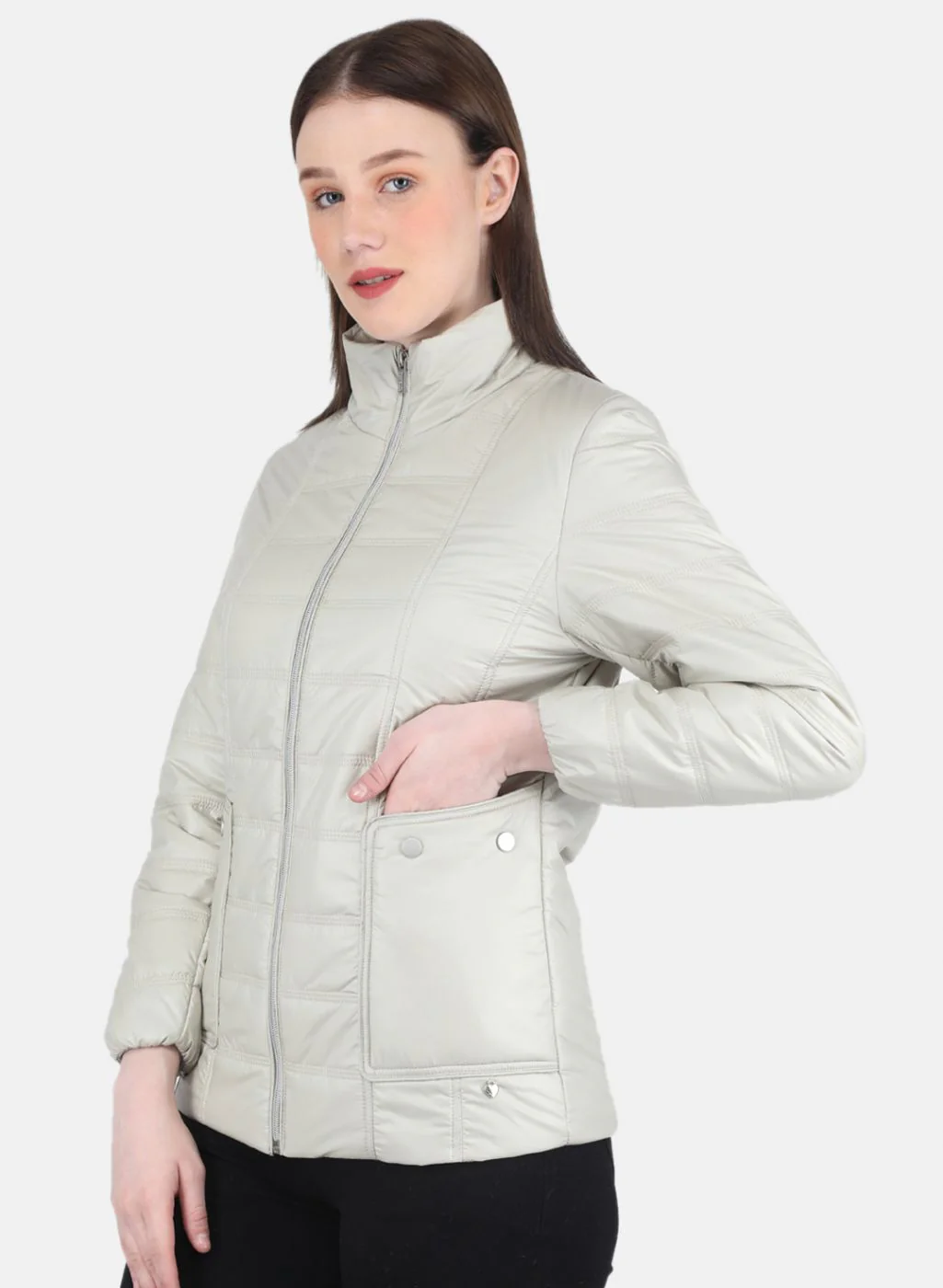 Women Green Solid Jacket - Image 2