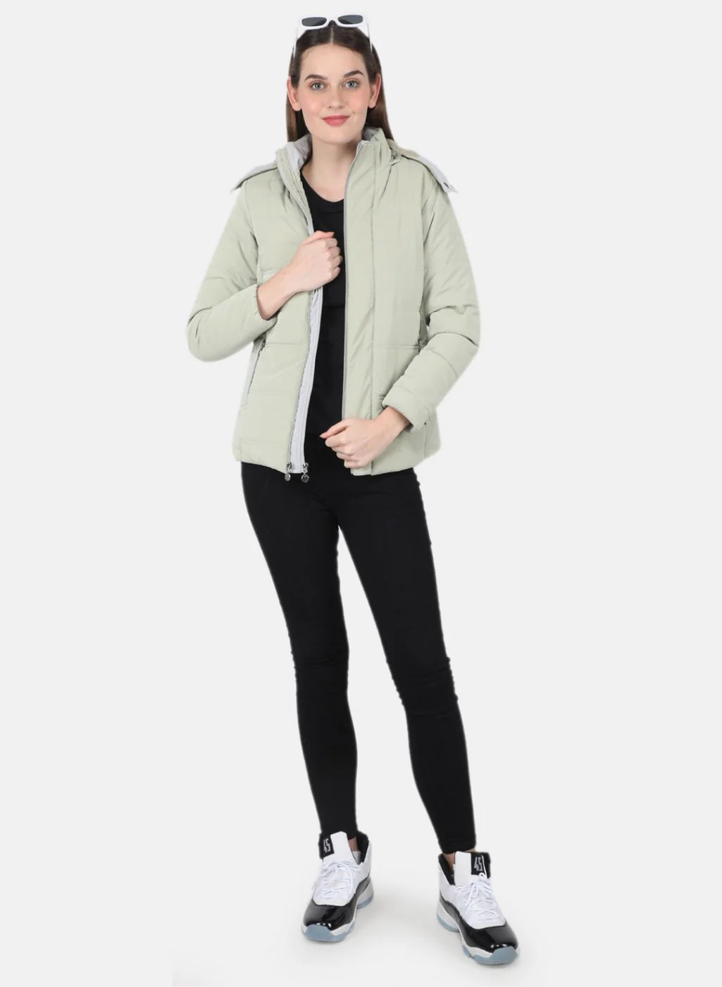 Women Green Solid Jacket - Image 4