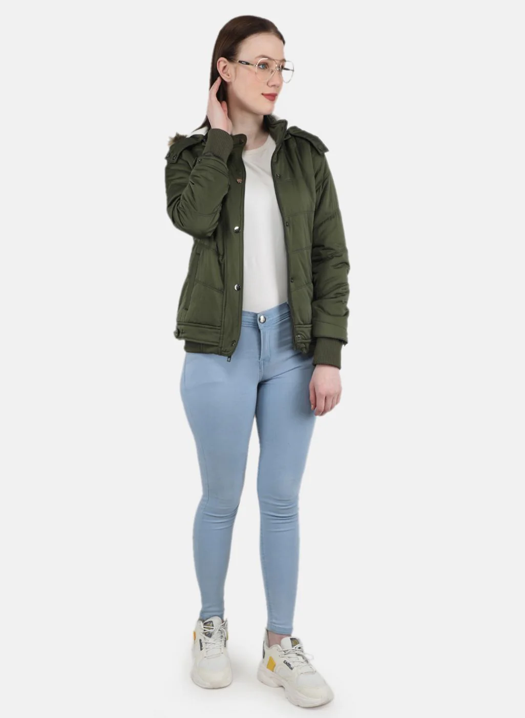 Women Green Solid Jacket - Image 4