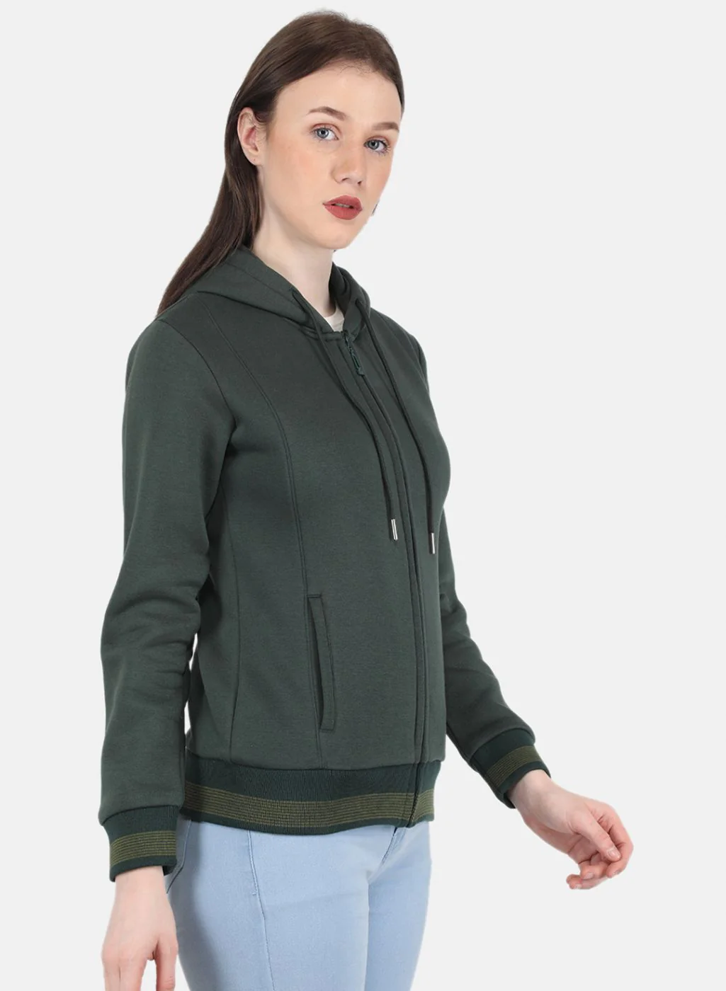 Women Green Solid Sweatshirt - Image 6