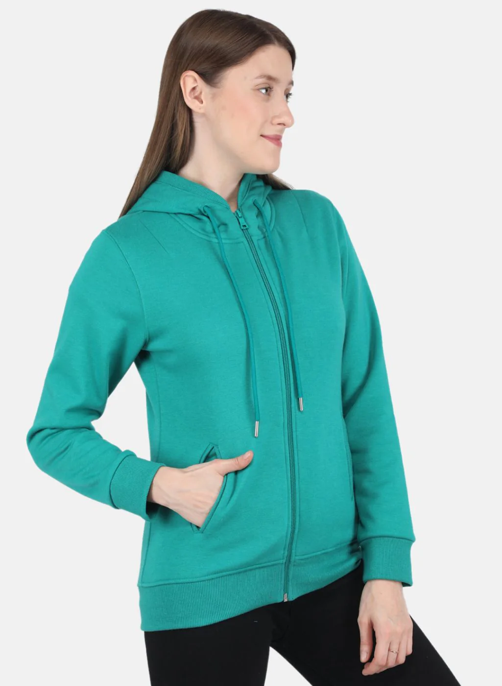 Women Green Solid Sweatshirt - Image 4