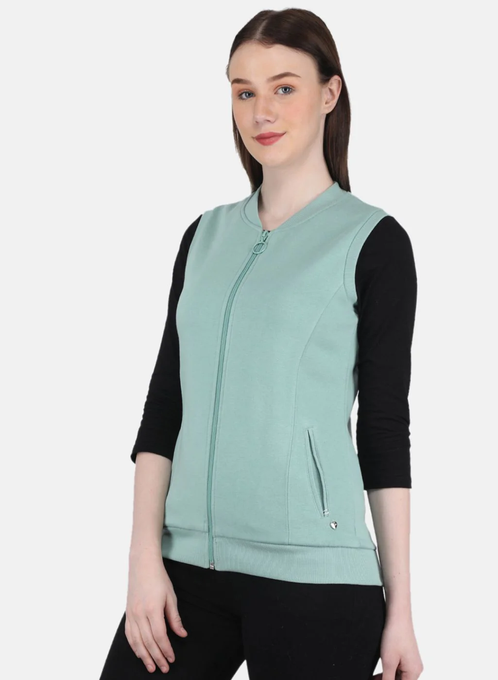 Women Green Solid Sweatshirt - Image 2