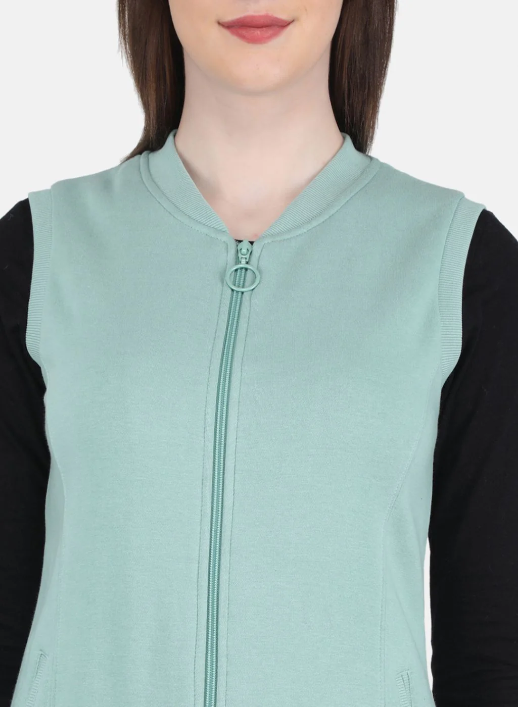 Women Green Solid Sweatshirt - Image 5