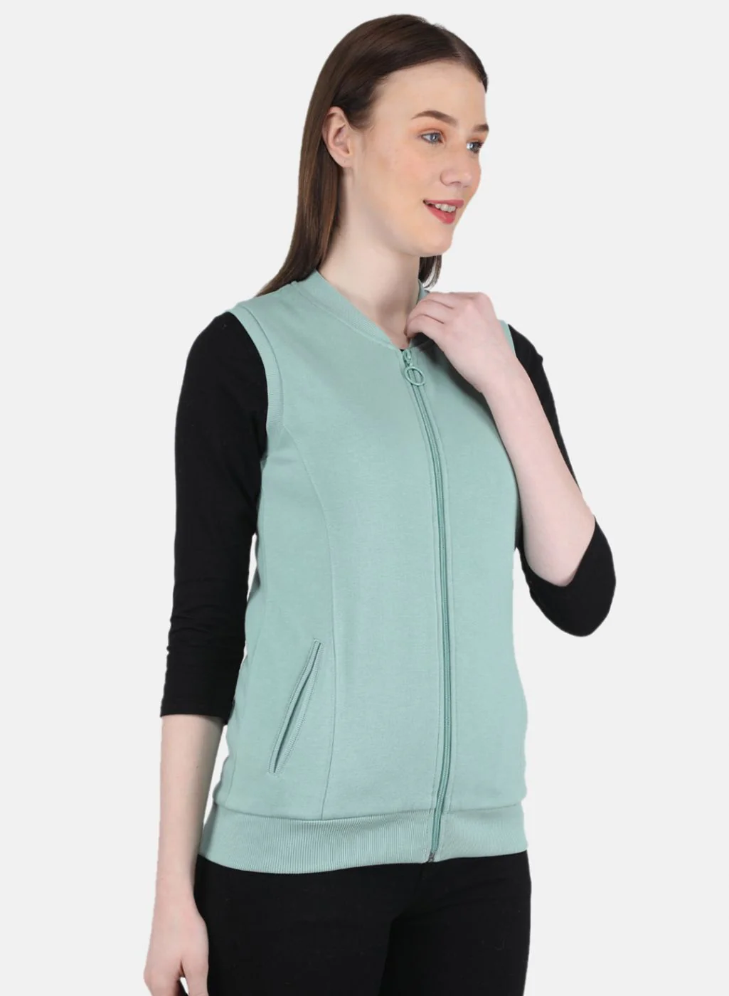 Women Green Solid Sweatshirt - Image 6