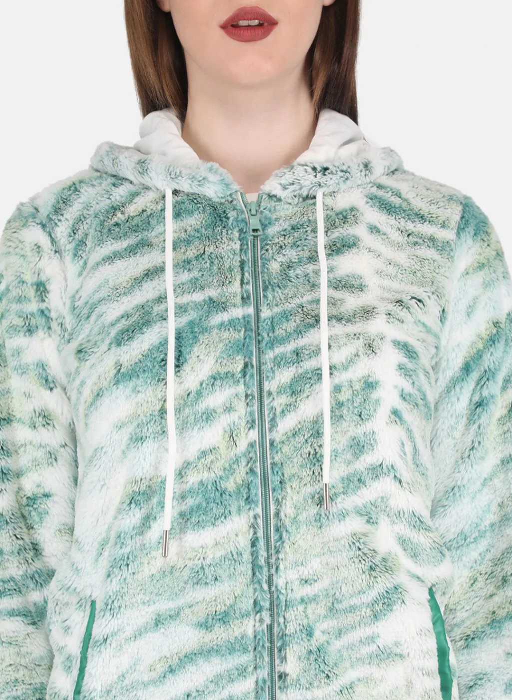 Women Green Solid Sweatshirt - Image 5