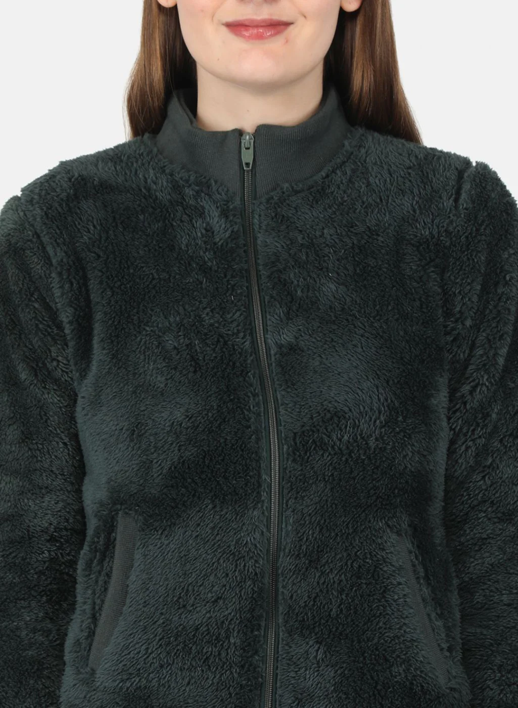 Women Green Solid Sweatshirt - Image 5