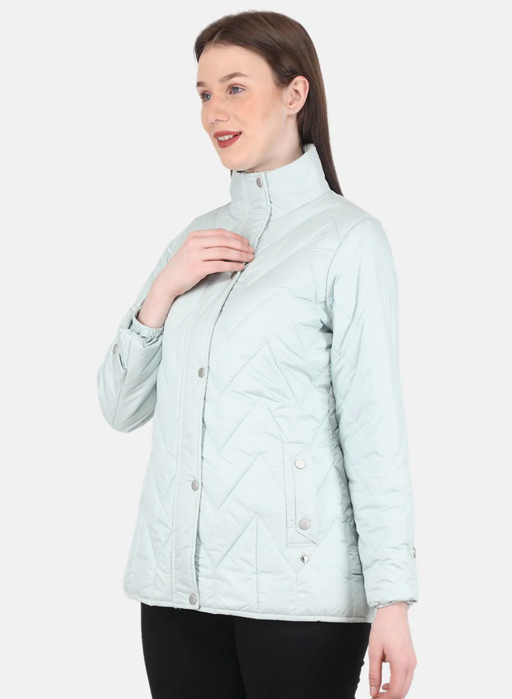 Women Green Stripe Jacket - Image 2