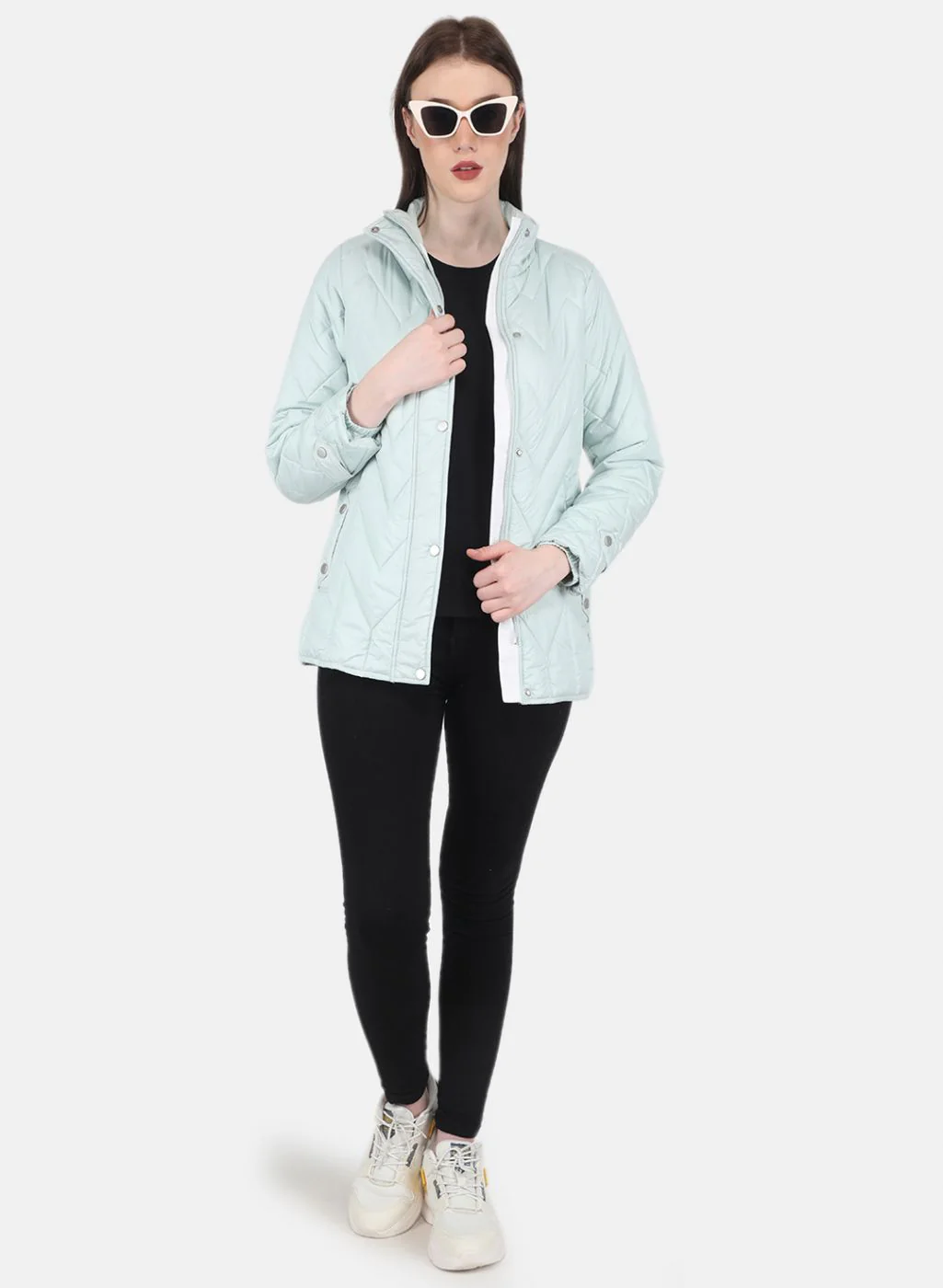 Women Green Stripe Jacket - Image 4