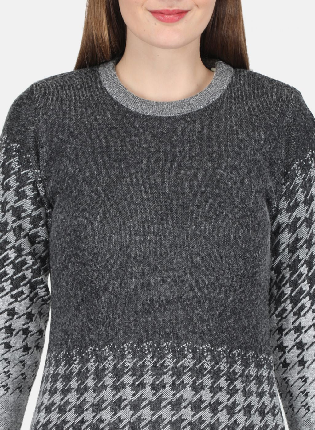 Women Grey Jaquard Dress - Image 5