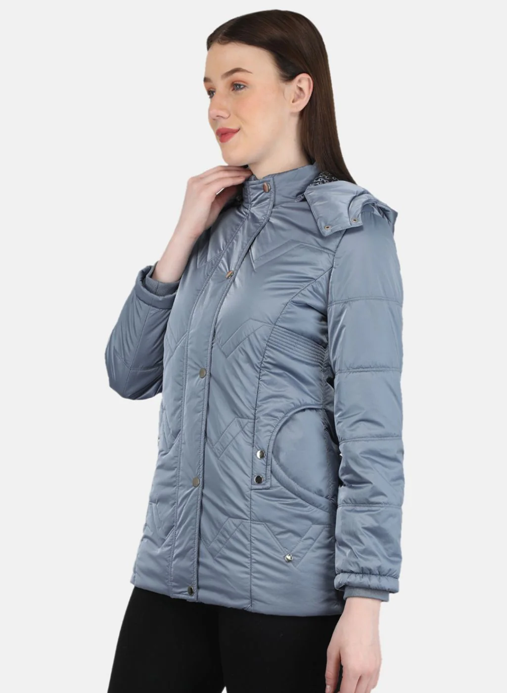 Women Grey Printed Jacket - Image 2