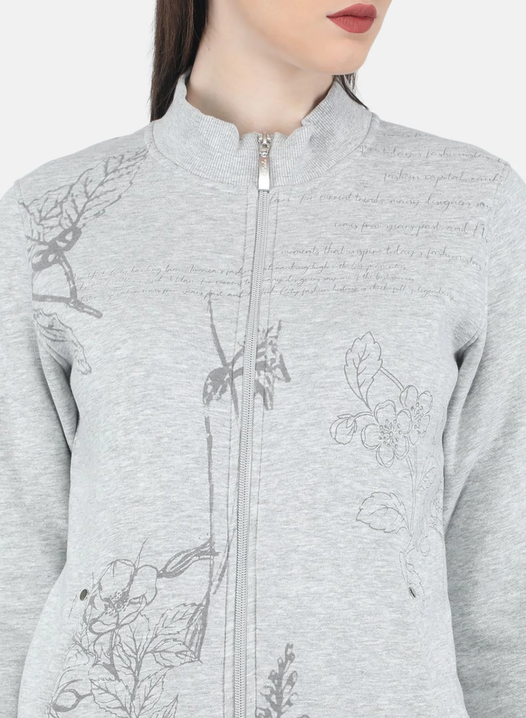 Women Grey Printed Sweatshirt - Image 5