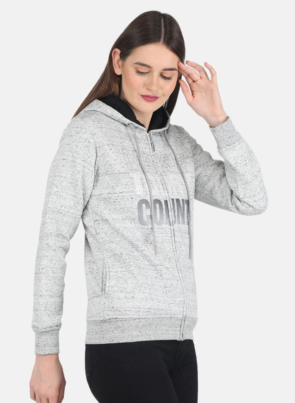 Women Grey Printed Sweatshirt - Image 6