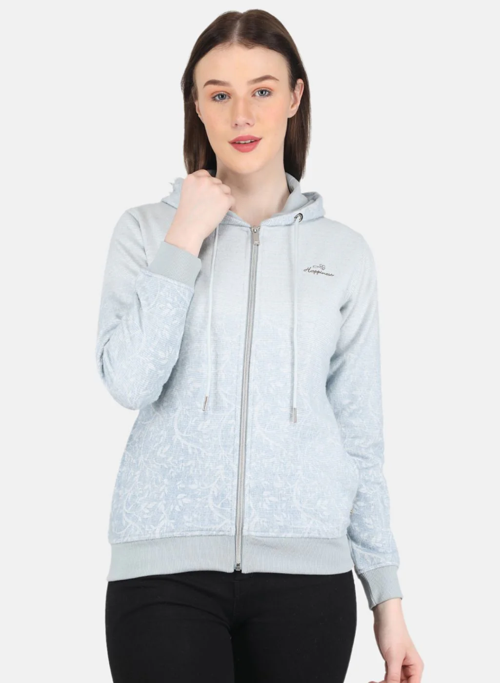 Women Grey Printed Sweatshirt