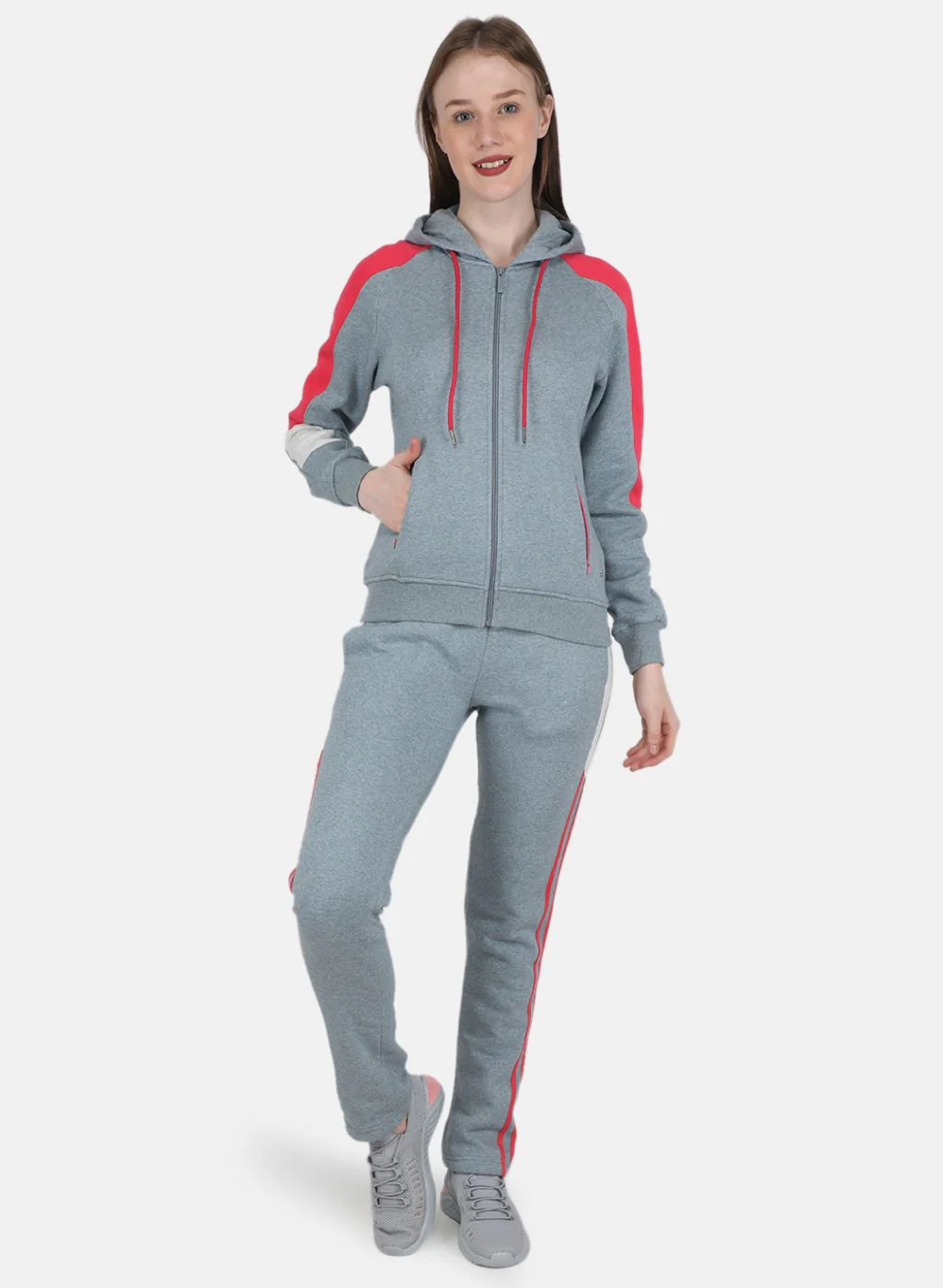 Women Grey Printed Tracksuit
