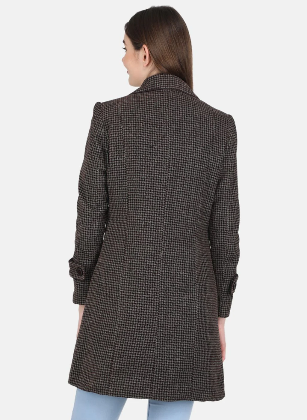Women Grey Self design Coat - Image 3