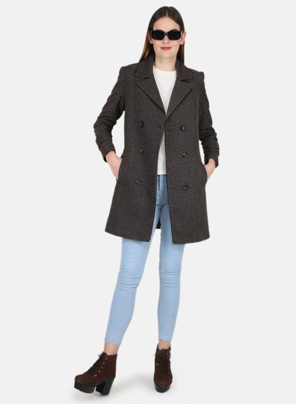 Women Grey Self design Coat - Image 4