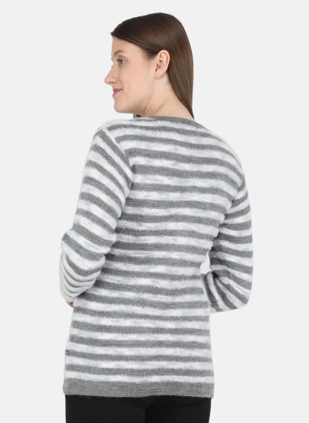 Women Grey Self design Pullover - Image 3